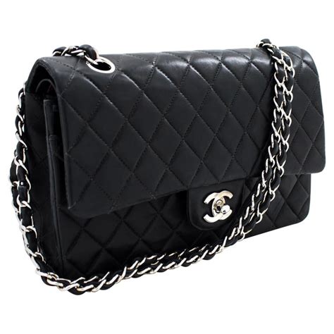 silver chanel bag with handle|Chanel bag black and silver.